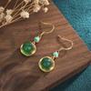 Pendientes de cheongsam Hanfu de estilo nacional 2021, con método antiguo, chapados en oro, de ágata calcedonia natural, para mujer.