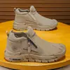 Sapatos Masculinos, Sapatos de Proteção para Trabalho Primavera e Outono, Tênis Esportivos Casuais Masculinos Antiderrapantes Resistentes ao Desgaste, Botas de Cano Curto, Botas Casuais