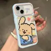 Diseño de pareja de dibujos animados con borde de color, adecuado para funda de teléfono Apple 17, suave y lindo, con forma de corazón, funda rígida para iPhone 18