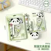 Set de papelería de dibujos animados con lindo diseño de panda, papelería estética para estudiar, regalo de regreso a clases, set de regalo de cumpleaños para estudiantes