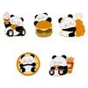 Broche de distintivo fofo de panda de comida de Chengdu, decoração de mochila escolar de pizza de Hamburgo, acessórios de roupas de dopamina