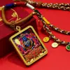 Colar Amuleto Buddha do Zodíaco Colorido Oito Guardiões Dourados Tang Lótus Pavão Tibetano Caixa Gahu Pingente Iridescente