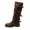 Botas femininas longas marrons, botas de equitação, botas Maillard, botas de cano alto, alargadas para conforto, afinadoras para mulheres plus size com pernas grossas