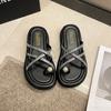 Sandalias romanas explosivas para mujer, verano 2024, informales, combinables, con plataforma, punta abierta, con lazo, a la moda.
