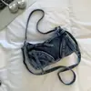 Bolsa transversal jeans feminina 2026 novo estilo moda casual tendência para aula trabalho bolsa de ombro única bolsa transversal versátil