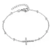 Venta al por mayor del fabricante Pulsera de Acero de Titanio Cruzada Chapada en Oro de 18K para Mujer Cadena Cruzada Clip Pulsera de Bolas Joyería de Moda Popular