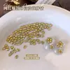 Arte de Uñas de Flor de Lujo de Nicho para Año Nuevo con Flor de Cinco Pétalos Tridimensional K9 de Alta Calidad, Decoraciones para Uñas Irregulares con Punto de Gota de Agua y Base Puntiaguda