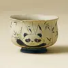 Taza Pequeña de Cerámica Azul y Blanca, Rojo Flintstone, del Fabricante, para Servir a los Invitados, Panda Jugando con Bambú, Taza de Maestro Estilo Chino, Juego de Té de Taza Individual