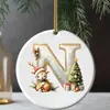Adornos navideños 26 letras del alfabeto pequeño ciervo colgante acrílico 2D árbol de Navidad decoración del hogar navideña