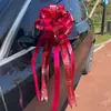 Decoración para coche de boda flor de tirar a mano arreglo para manillar flor de bola boda color de boda flor de tirar con lazo de bola 10 piezas/caja