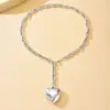 Collar Colgante Simple de Amor Transfronterizo Europeo y Americano Estilo Frío Retro Cadena para Clavícula en Forma de Corazón Fabricante Venta al por Mayor