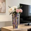 Jarrón de Cristal de Bohemia Vidrio de Gama Alta Arreglo Floral Rosa Hidropónica Lirio Flor Decoración para Sala de Estar y Dormitorio