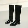 Botas super confortáveis acima do joelho para mulheres, novo modelo 2026, de salto alto, cano alto, salto grosso, bico quadrado, botas de cavaleiro, botas longas