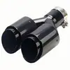 Ponteira de escapamento de fibra de carbono com saída dupla tipo Y universal para modificação de carro, decoração de ponteira de escapamento de fibra de carbono preta