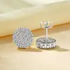 Aretes Redondos de Oro Real Chapado en Cobre Incrustados con Circonita Luz Deslumbrante Moda de Lujo Accesorios para Pendientes de Mujer Viajeros Venta Directa al Por Mayor