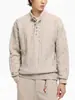 Suéter Mu Qiu Ropa de Hombre Medio Cremallera Falso Dos Piezas Cuello Henley Trenzado Hilo Grueso Suelto Cálido