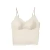 Camisola sexy de encaje estilo francés para Otoño/Invierno con tirantes delicados esmerilados y acolchado hipoalergénico para mujer.