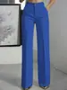 Pantalones largos casuales de estilo traje para mujer, de cintura alta, adelgazantes y fluidos, pierna ancha recta, nuevo para el otoño, transfronterizo europeo y americano 2026