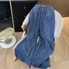 Foto real estilo coreano sensação de design feito à mão estrela de cinco pontas coração hotfix cintura alta tubo reto solto modelador Jeans para crianças