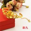 Pulsera de oro vietnamita de larga duración que no se decolora para mujer, boda, moneda europea, chapado en cobre, joyería, pulsera con apertura de flor arenada, venta al por mayor