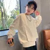 Moletom Liso para Meninos, Novo Estilo Primavera e Outono 2025, Camiseta Básica Tendência e Fashion para Crianças Maiores, Roupa de Primavera