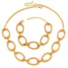 Collar y Pulsera de Cadena Metálica Hueca Geométrica Irregular Inspirados en Diseño Transfronterizo Europeo y Americano, Accesorio de Clavícula de Empalme a la Moda