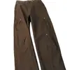 Pantalones de Chándal Rectos de Color Sólido con Pliegues para Hombre, Estilo High Street Americano, Primavera y Otoño, Pantalones Casuales Versátiles Sueltos tipo Workwear para Pareja, Marca de Moda