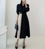 Chic Coreano Principios de Primavera Estilo Francés Lujo Ligero Moda Elegante Nicho Bloqueo de Color Ceñido a la Cintura Adelgazante Vestido Camisa Vestido Largo para Mujer