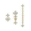 Brincos e Conjunto de Brincos com Pingente Banhados a Ouro Europeus e Americanos Mais Vendidos Transfronteiriços para Mulheres Conjunto de 3 Peças de Cristal Quadrado Zircônia Conjunto de Três Peças