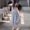 Vestido de Verão para Meninas 2026 Novo Estilo para Meninas Mais Velhas, Elegante Vestido Princesa Sem Mangas, Vestido Regata Xadrez Retrô Infantil