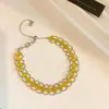 Pulsera circular de malla tejida con cuentas de cristal, pulsera vintage estilo palacio, joyería de alta gama nicho para mujer