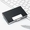 Porta-cartões de visita masculino de grande capacidade, caixa de cartões portátil, caixa criativa simples para armazenamento de cartões de visita, gravação gratuita, metal