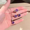Colgante de Collar Octagonal Rosa Corte Milenio Azul Klein con Acuamarina Aretes de Stud de Diamante de Alto Carbono y Anillo de Estrella de Ocho Puntas para Mujer