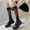 Medias de Seda Fina Mu Ruan Calcetines Transparentes de Lunares Ondulados hasta la Pantorrilla Transpirables Combinables Calcetines de Tubo Medio Rosa Negro Seda Calcetines por Encima de la Rodilla Slim