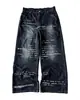 Estilo Ins Gótico Retro Moda Oscura Moda Callejera Jeans Rectos Estampados Degradados Y2K Ropa Transfronteriza Europea y Estadounidense