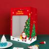 Bolsa de Regalo Bolsa de Navidad Bolsa de Cartón Blanco Manzana Bolsa de Embalaje Bolsa de Papel de Regalo Acompañante de Flores Portátil Transparente para Ventana Navideña