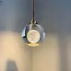 Lámpara de Sala de Estar Creativa para Apartamento Luz Colgante de Luna de Cristal para Escalera de Dúplex, Lámpara de Techo Pequeña Minimalista Moderna para Loft, Estilo Popular de Celebridad de Internet