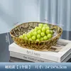 Plato de Fruta de Plástico con Borde Dorado y Diseño de Diamantes para Uso Doméstico, Plato de Bocadillos Multicolor para Sala de Estar, Hotel, Restaurante y Exhibición en Puesto