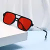 Gafas de Sol Cuadradas de Doble Puente Retro Europeas y Americanas Moda Fotografía Callejera al Aire Libre Protección Solar Conducción Tendencia Gafas de Sol Transfronterizas para Mujer