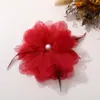 Estilo Antigo Super Fada Borda Queimada Gradiente Organza Pena Flor Pérola Flor DIY Clipe Feito à Mão Corsage Acessórios para Roupas