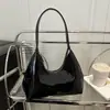 Bolso de nicho estilo coreano de charol brillante, bolso baguette con forma de media luna para mujer, bolso de hombro para mujer, bolso de mano para mujer, bolso de moda para debajo del brazo