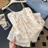 Nuevo Estilo de Vacaciones Verano 2025 Coreano Dongdaemun Floral Adelgazante Juvenil Versátil Holgado Top Camisola para Mujer