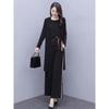 Conjunto Esportivo Casual Moda Feminina Nova Primavera 2026 Redutor de Idade Emagrecedor Elegante Primavera e Outono Calças de Pernas Largas Conjunto de Três Peças Tendência