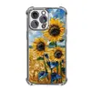 Funda con Airbag Antigolpes Estilo Pintura al Óleo Popular Transfronteriza de Girasol para iPhone 16, Funda de Teléfono Transparente para Apple 17Pm