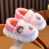 Chinelos de Algodão Infantis para Meninas, Novo Modelo Inverno 2024, Chinelos Impermeáveis para Meninas, Meninos e Bebês, Sapatos Peludos de Inverno para Casa