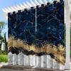 Cortinas de Varanda Pretas com Estampa para Exterior, Mármore Falso Banhado a Ouro, Tinta Lavada Personalizada, Dropshipping Disponível
