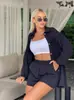Conjunto de Duas Peças Feminino Casual Solto com Shorts e Manga Longa para Mulheres Amazon - Europeu e Americano - Primavera 2025