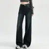 Jeans Azul Gris Pierna Ancha para Mujer Otoño e Invierno 2024 Novedad Trendy Suelto Dip Slim Invierno