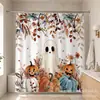 Cortina de ducha de calabaza fantasma acuarela, Cortina decorativa de baño impermeable para Halloween con 12 ganchos, Cortina de ducha impermeable