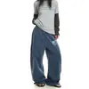 Pantalones casuales holgados con estampado de letras retro americano y efecto desgastado para hombre y mujer, nuevos pantalones deportivos de pierna ancha estilo callejero de otoño